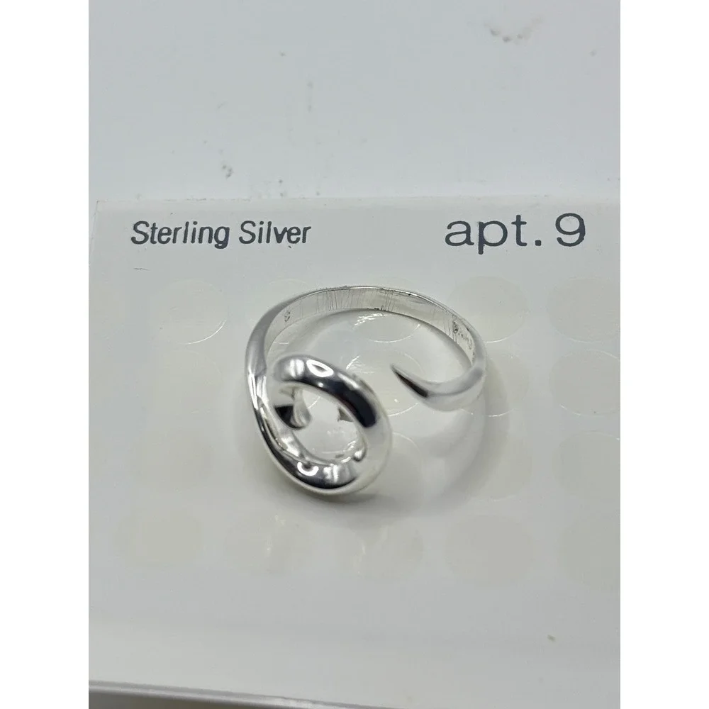 Apt.‎ 9 Sterling Silver Swirl Bypass Ring Size 8 Polished 925 Silver New